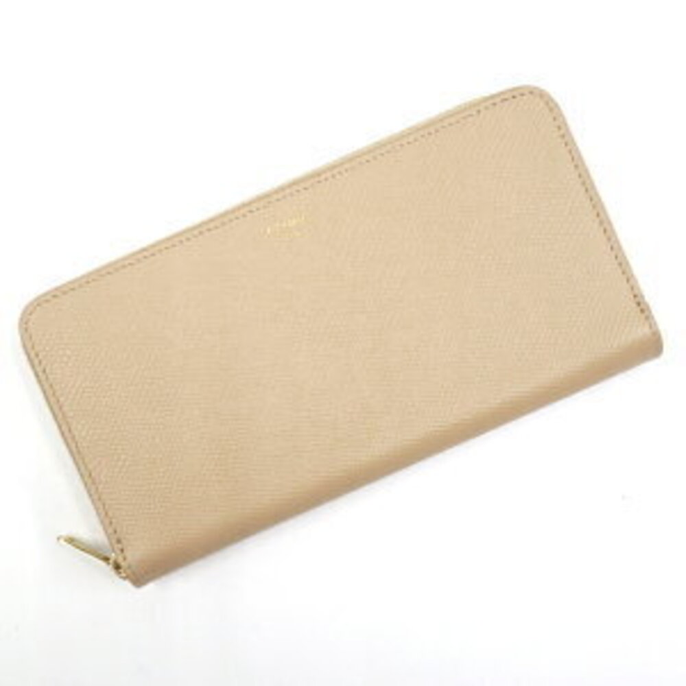 Celine Zip Wallet Beige Grained Calfskin